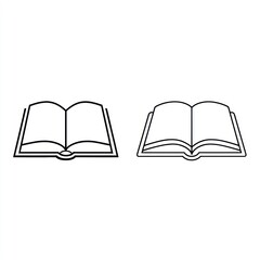 Two open books outline illustration