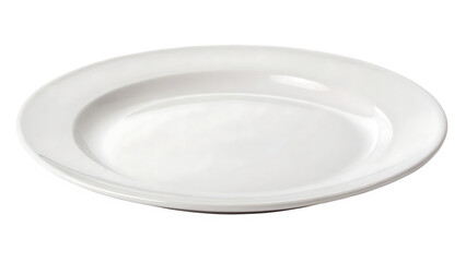 Elegant white ceramic plate isolated against background cut out on PNG. AI GENERATED.
