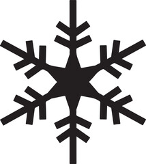 Obraz premium Simple Black Snowflake Silhouette Isolated on White Background