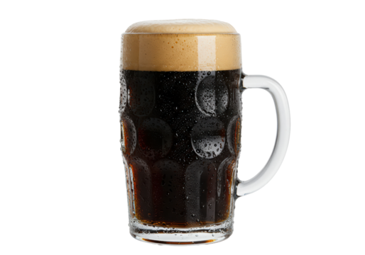 Isolated stout dark beer in a glass mug ready to drink alcoholic beverage beverage