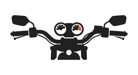 Motorcycle handlebar and instruments a striking black shape silhouette