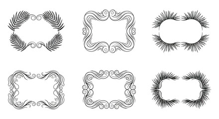 Elegant ornamental frames and laurel wreaths in black and white design