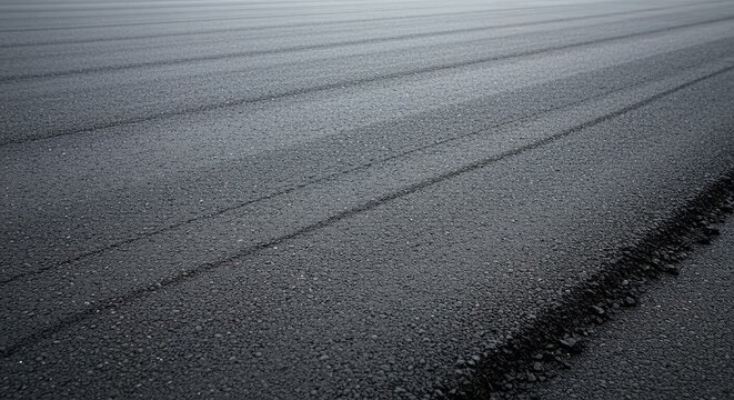 Fototapeta Wet Asphalt Road Texture with Tire Tracks background surface dark grey black detail pattern lines street highway transportation travel