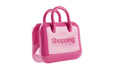 Pink 3D Shopping Bag with Word Shopping retail commerce Transparent background
