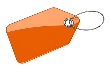 Orange Glossy Tag with Metal Ring removed graphic Transparent background