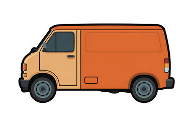 Orange and Beige Delivery Van Illustration on White Background Transparent background