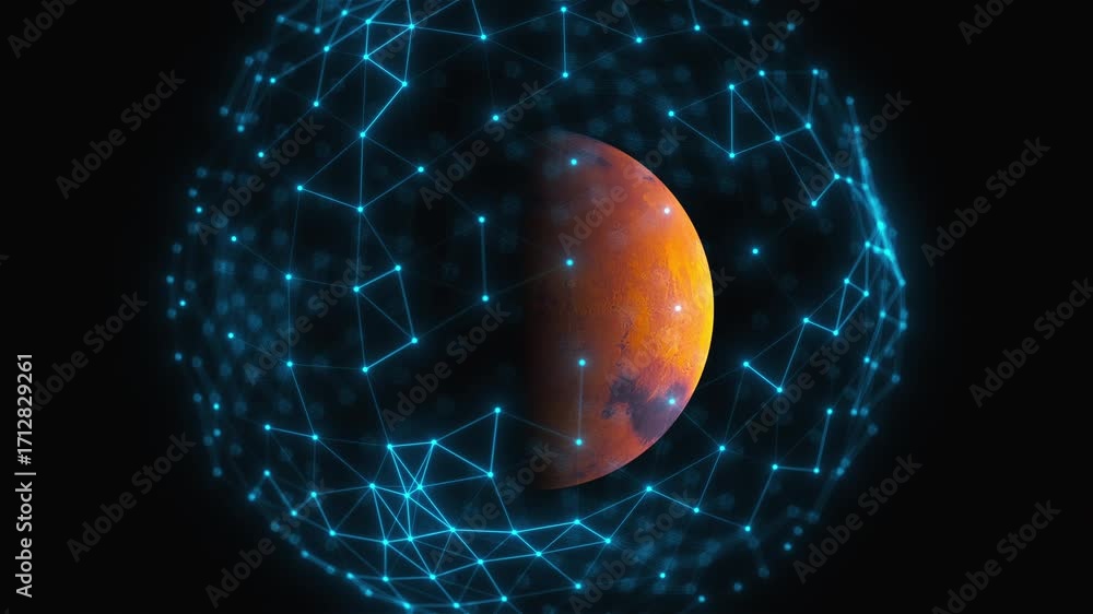 Aufkleber mars with connection dots. computer generated 3d render