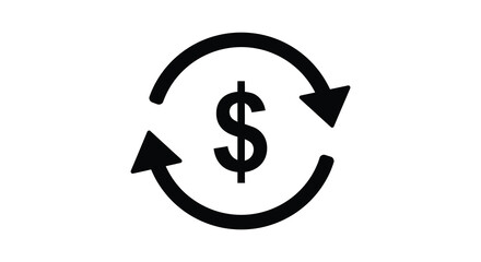 Circular arrows around a dollar sign representing financial flow silhouette