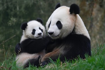 Fototapeta premium Study on Panda Reproduction in Wildlife Conservation