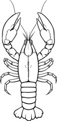 Fototapeta premium Lobster Shellfish Seafood Hand-drawn Sketch Vector Illustration, Black and White Doodle Linear Line Art Engraving Isolated