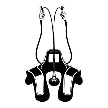 Detailed Black and White Illustration of a Horse Riding Saddle and Reins.