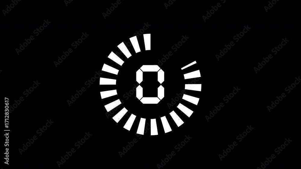 Poster digital 5 second timer countdown animation from 5 to 0 seconds on white color. transparent 4k alpha 