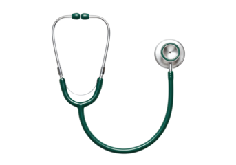 Isolated doctor's green stethoscope for listening to chest sounds or heartbeat health