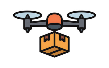 Drone Delivering Package Icon removed graphic Transparent background