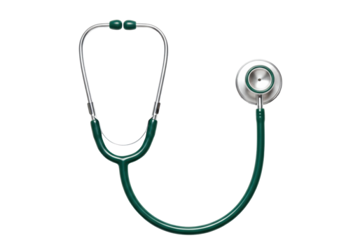 Isolated doctor's green stethoscope for listening to chest sounds or heartbeat health