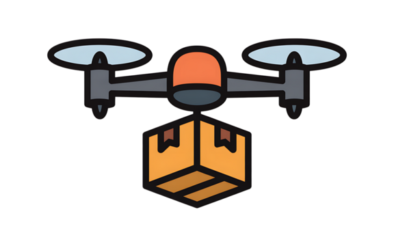 Drone Delivering Package Icon removed graphic Transparent background