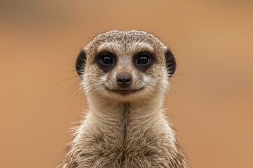 Close-up of a vigilant meerkat on watch