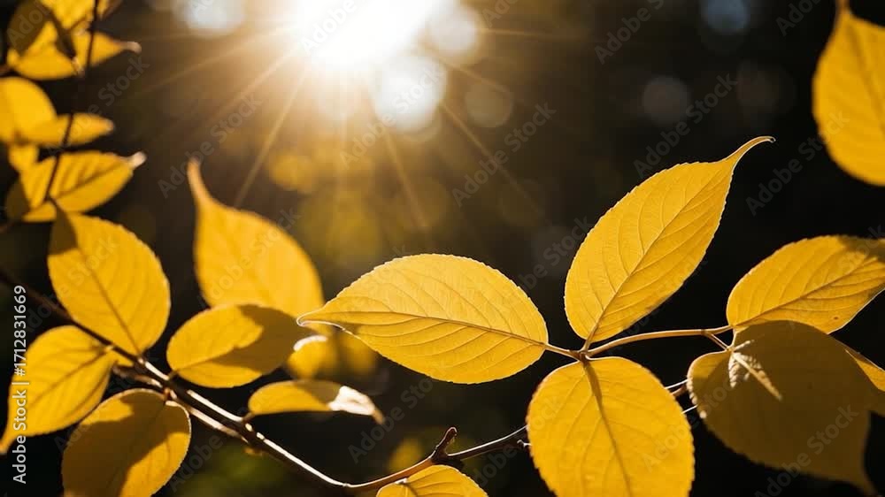 Poster a warm and inviting scene with sunlight shining through the leaves of a tree