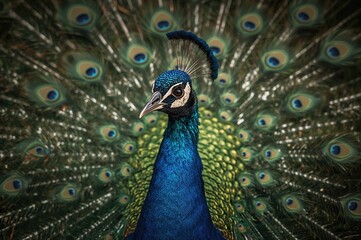 Obraz premium Close-up of a colorful bird with green and blue feathers in a natural setting