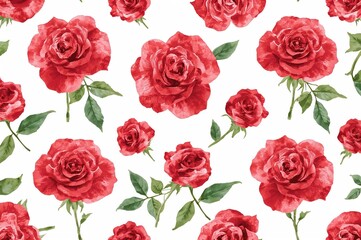 Watercolor illustration of a single red rose on a plain white canvas, love-themed artwork