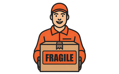 Delivery Person Holding a Fragile Package removed graphic Transparent background