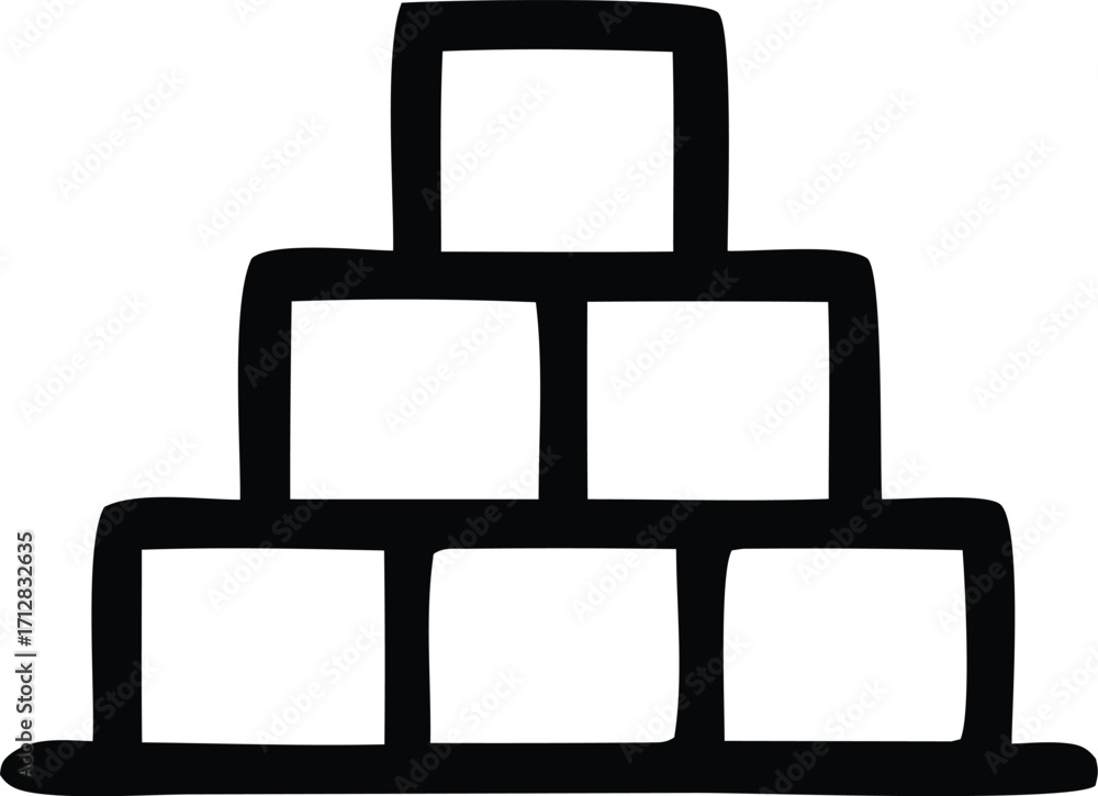 Poster Hand drawn stacked blocks pyramid simple geometric shapes art graphic element for design projects and concepts