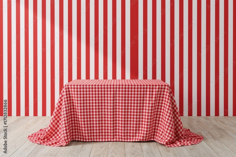 Poster seamless pattern with alternating red and white stripes