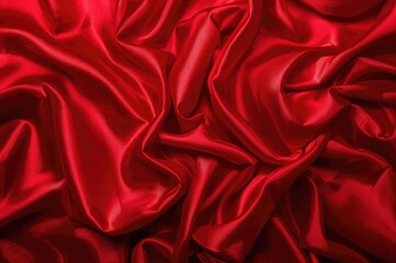 Luxurious red satin textile with wavy patterns