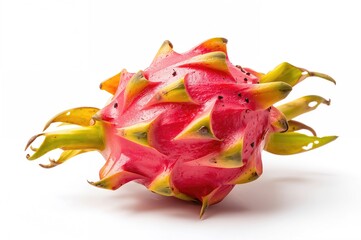 Isolated Dragon Fruit on a White Backdrop, Ideal for Culinary and Wellness Items