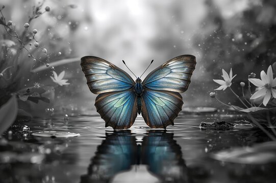 Dotted Blue Butterfly Pattern