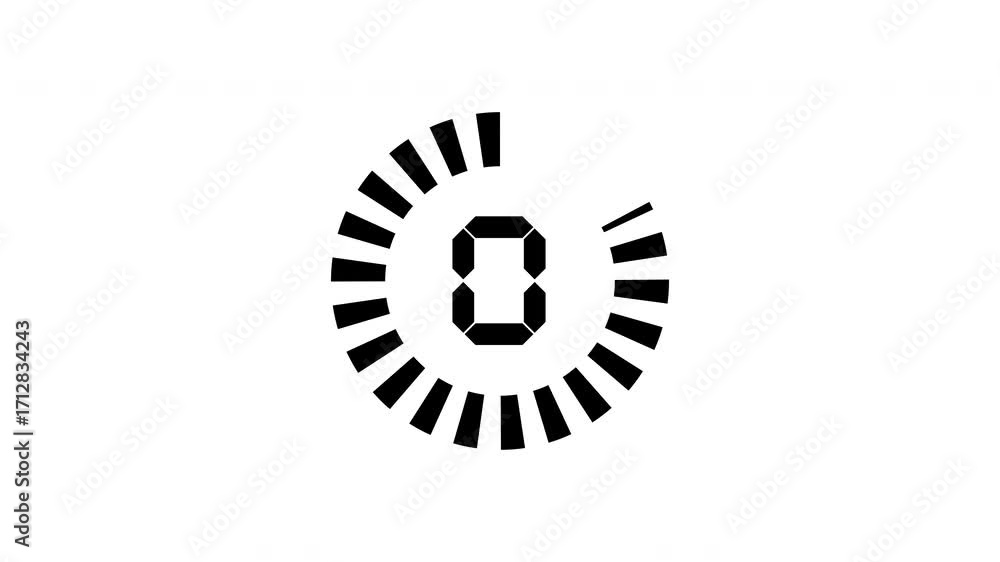 Poster 5 second countdown futuristic 4k digital display with transparent background with alpha channel. fea