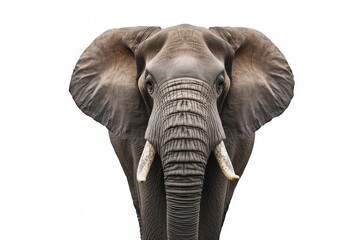 Close-up of an elephant against a plain white background