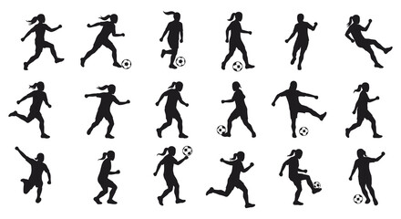 Silhouettes of athletes in dynamic action poses playing various sports