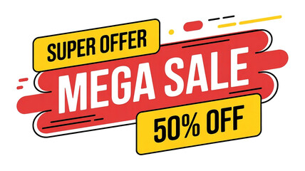 Fototapeta premium Don't miss out! Mega Sale with Super Offer and 50% off, get your deal now, limited time
