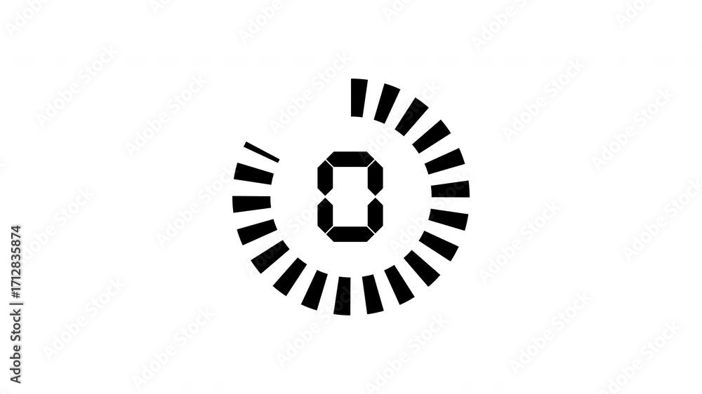 Poster five second countdown animation from 05 seconds to 0 seconds on a transparent background, five secon
