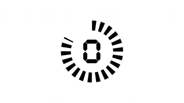 Five second countdown animation from 05 seconds to 0 seconds on a transparent background, five second countdown timer with alpha channel