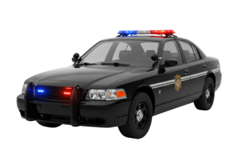 Isolated black patrol car, police vehicle for security, protection of civilians on duty