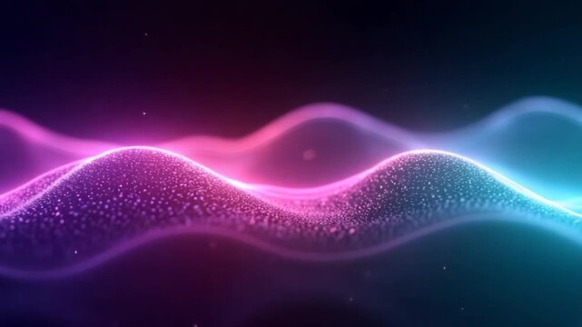 Abstract futuristic neon waves on a simple dark background technology glowing flowing rainbow colorful texture vibrant wallpaper AI cyberspace developing internet connection network wave
