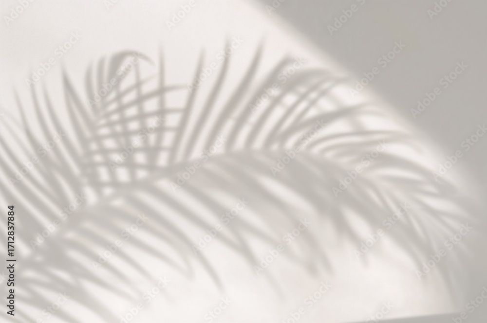 Poster shadow of palm leaf as overlay. simple design for presenting products. artistic view for showcasing.