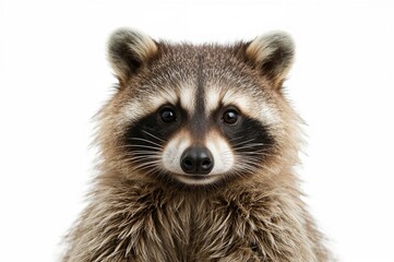 Fototapeta premium Golden glitter raccoon face close-up on a white backdrop