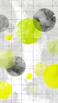 Abstract lime green and gray circles art