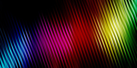 Diagonal rainbow lines with black background creating an abstract colorful and vibrant design