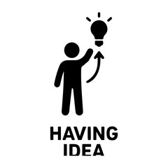 Illustration of a person reaching for a lightbulb with an arrow pointing upwards idea