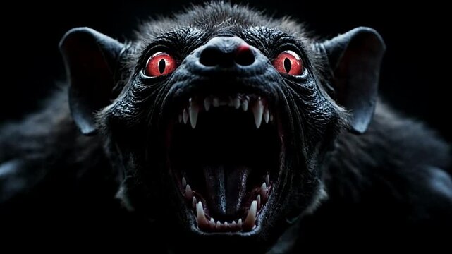 Scary werewolf creature with red eyes and sharp teeth monster horror fantasy dark beast halloween 