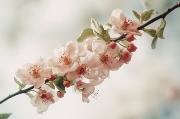 Branch with orange blossoms isolated on a plain background