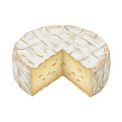 透明背景に白カビチーズのカマンベールチーズカット部分クローズアップ