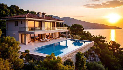 Luxurious cliffside villa with infinity pool