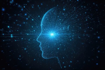 Luminous abstract digital visage backdrop