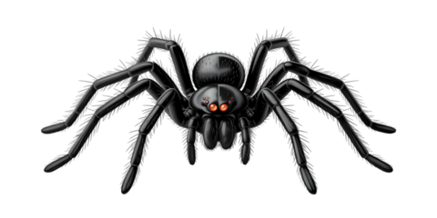 Terrifying tarantula with glowing red eyes ready to pounce, perfect for Halloween or horror themes