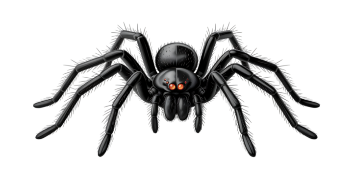 Terrifying tarantula with glowing red eyes ready to pounce, perfect for Halloween or horror themes